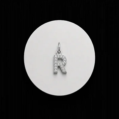 PINGENTE LETRA - R - CREVEJADO 6,0MM P157 ( Prata 925 )