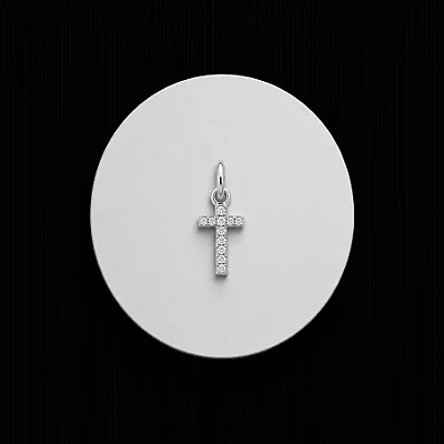 PINGENTE LETRA - T - CREVEJADO 6,0MM P159 ( Prata 925 )