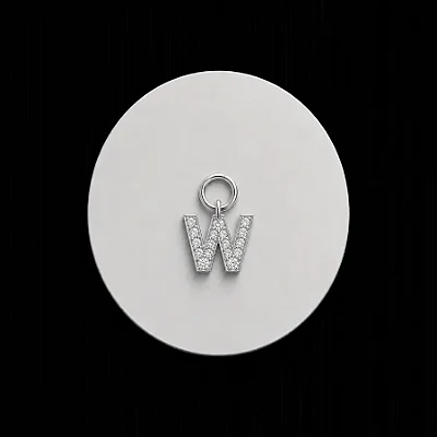PINGENTE LETRA - W - CREVEJADO 6,0MM P162 ( Prata 925 )