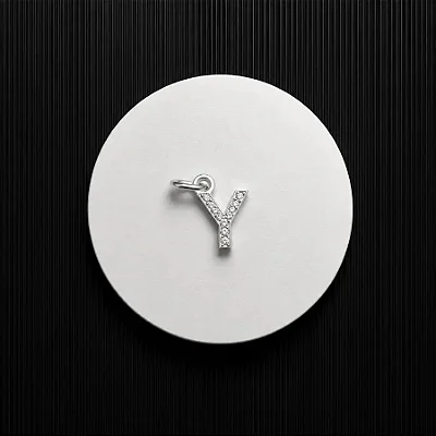 PINGENTE LETRA - Y - CREVEJADO 6,0MM P164 ( Prata 925 )