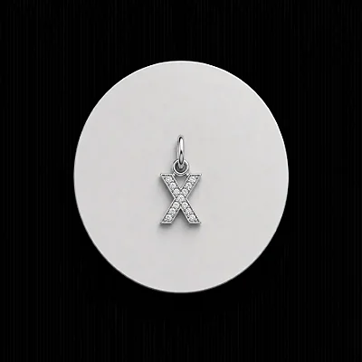 PINGENTE LETRA - X - CREVEJADO 6,0MM P163 ( Prata 925 )