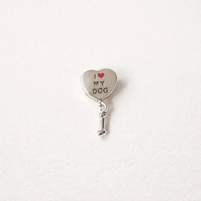Berloque separador coração preenchido I love My Dog BQ012 ( Prata 925 )
