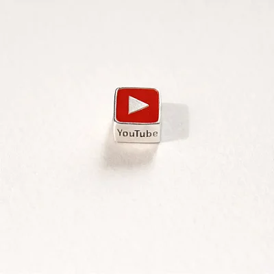 Berloque separador Youtube vermelho BQ022 ( Prata 925 )