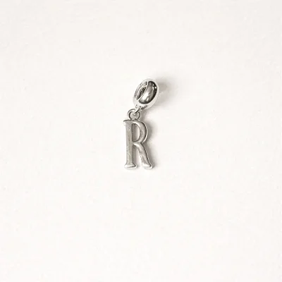 Berloque com letra R lisa BQ057 ( Prata 925 )