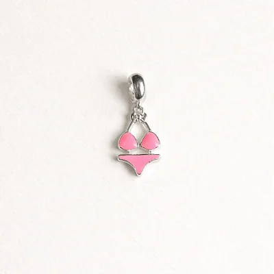 Berloque biquíni rosa pink BQ088 ( Prata 925 )