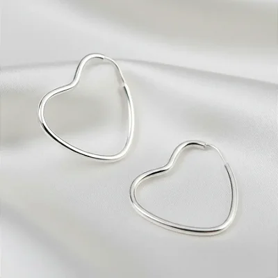 Brinco argola coração B050 ( Prata 925 )