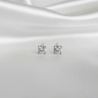 BRINCO EM PRATA ZIRC. REDONDA 2,0MM B188 ( Prata 925 )