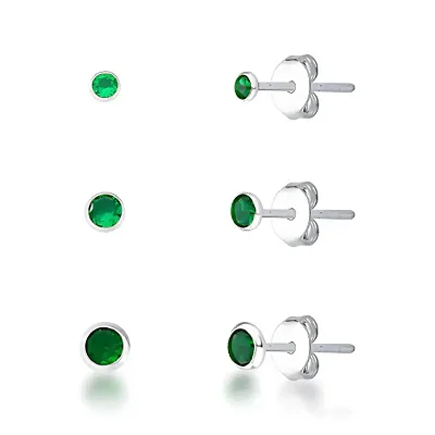 TRIO ZIRC. REDONDA ESMERALDA 3/4/5MM BT002 ( Prata 925 )