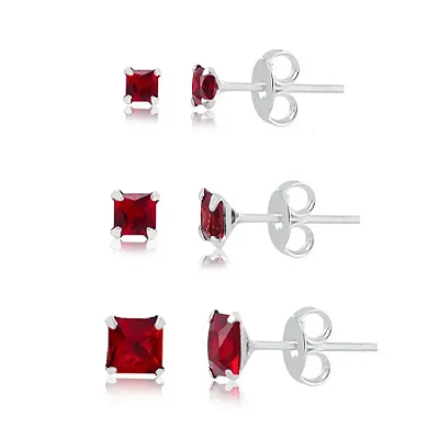 TRIO QUADRADO VERMELHO 3/4/5MM BT004 ( Prata 925 )