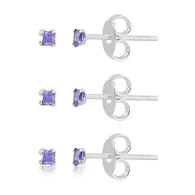 TRIO QUADRADO LILÁS 3/4/5MM BT011 ( Prata 925 )