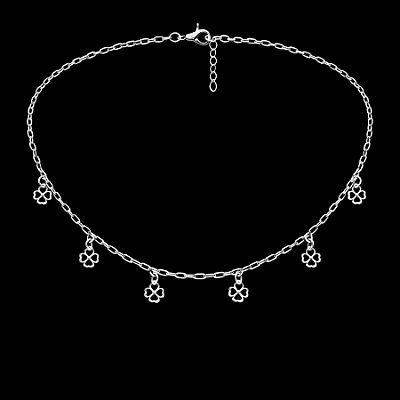 Chocker com 7 trevos da sorte CCH021 ( Prata 925 )