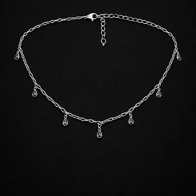 Chocker com zircônias gotas lilás CCH025 ( Prata 925 )