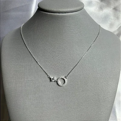 GARGANTILHA CÍRCULO CRAVEJADO E ZIRC 5,0MM GGT008 ( Prata 925 )