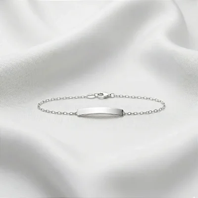 Pulseira melindrosa cartier com plaquinha retangular curvada G - lisa - 3CM - 16+3CM extensor PM008 ( Prata 925 )