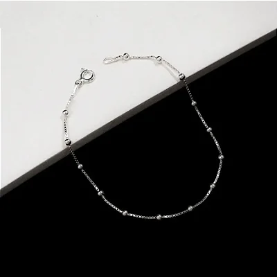 Pulseira Veneziana com bolinha - 18cm CVB001 ( Prata 925 )