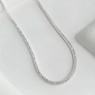 Corrente Rivieira com zircônias brancas - 35+5cm CRV001 ( Prata 925 )