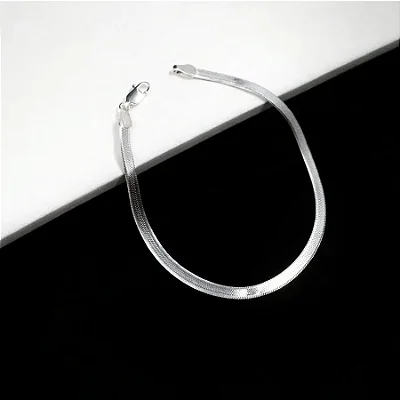 Tornozeleira laminada fio 030 - 23cm CES002 ( Prata 925 )