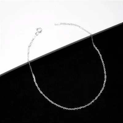 Tornozeleira singapura fio 020 - 23cm CS002 ( Prata 925 )