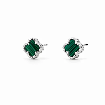 Brinco Van Cleef - verde - Malaquita BVC002 ( Prata 925 )