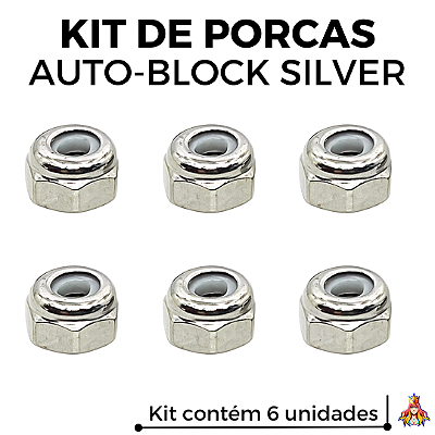 Kit 6 Porcas Custom Auto Block - Standard Edition cor Silver
