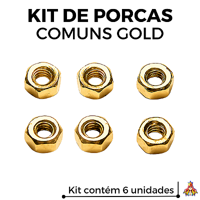 Kit 6 Porcas Custom Comuns cor Gold