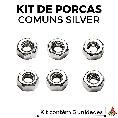Kit 6 Porcas Custom Comuns cor Silver
