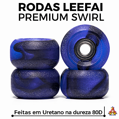 Rodas Leefai modelo "Premium Swirl" Urethane 80D cor Dark Blue