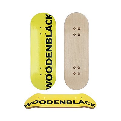 Deck *WoodenBlack* Logo Yellow 97.5mm x 34mm Heat-Transfer (Made in Turkey)(100% em Maple)(Real-Wear)(High Quality) + Tape Woodenblack Texturizada!
