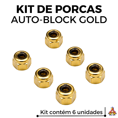 Kit 6 Porcas Custom Auto Block - Gold Edition