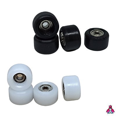 Kit de Rodas marca Custom modelo *CNC V2* Restro Shape cor Black (7.0mm x 4,4mm)(CNC)(POM)