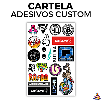 Cartela Grande Adesivos *Fingerboard Brands* - 21 Adesivos