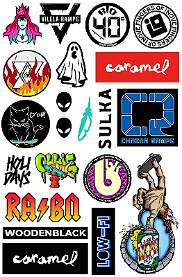 Cartela Grande Adesivos *Brands* - 21 Adesivos