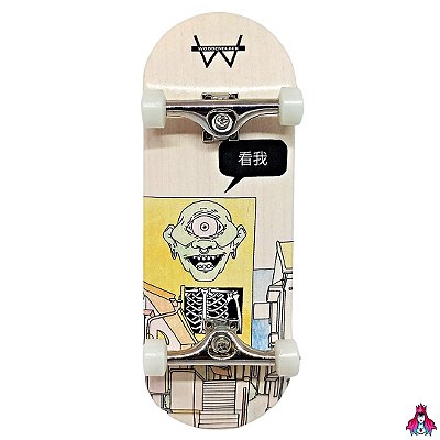 Setup Completo Deck Caramel Collab Vals 34x96mm + Rodas Custom *Restro*  Pretas + Truck PRO 2.0 34mm + Tape + Pivot Cups - Custom Shop