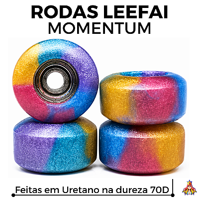 Rodas Leefai modelo "Momentum" Urethane 70D cor Rainbow