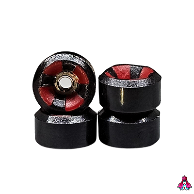 Kit de rodas *Custom* modelo *Ultra-Glide* Double Layer Urethane 60D cor Black & Red (EXTRA GRIP)(Medida 8.5mm X 4.8mm)(60D)(Super Soft)