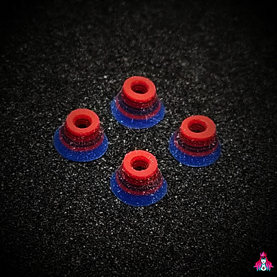 Kit de Bushings (Amortecedores) marca *Custom* modelo ''Twist'' shore (78A) (Cone Shape) Color Mix Swirl #6