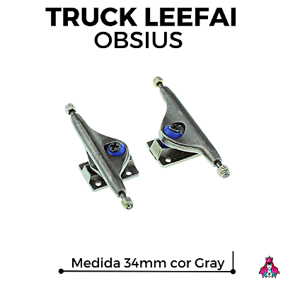 Par de Trucks Completos marca *Leefai* modelo *Obsius* cor ''Gray'' medida 34mm (Eixo fixo c/ Porcas)(Réplicas dos Trucks Obsius)