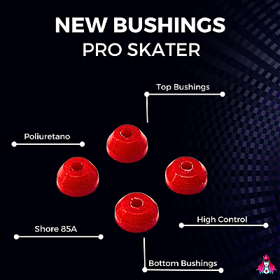 Bushings marca *Custom* modelo ''PRO SKATER'' (High Control) Dureza *85A* cor Red (Poliuretano)