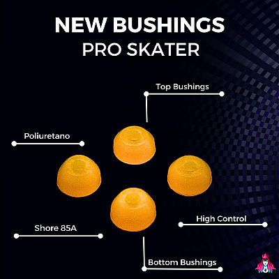 Bushings marca *Custom* modelo ''Pro SKater'' (High Control) Dureza *85A* cor Yellow (Poliuretano)