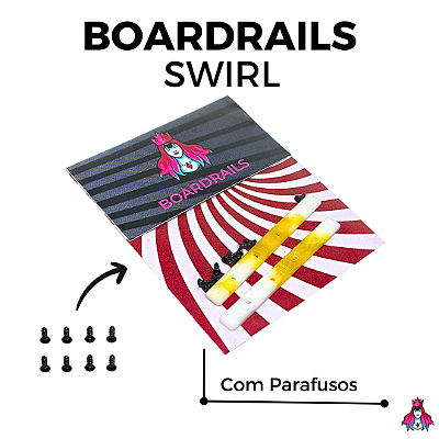 Kit de Boardrails C/ Parafusos marca *Custom* versão ''Swirl'' cor *Yellow & White*