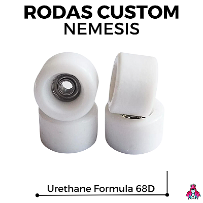 Rodas marca Custom modelo ''Nemesis''' Urethane Formula Dureza 68D medida 7.8x5mm cor *White*