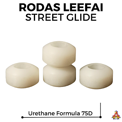 Rodas marca Leefai modelo ''Street Glide''' Urethane Formula 75D medida 7.8x5mm cor *Off-White*