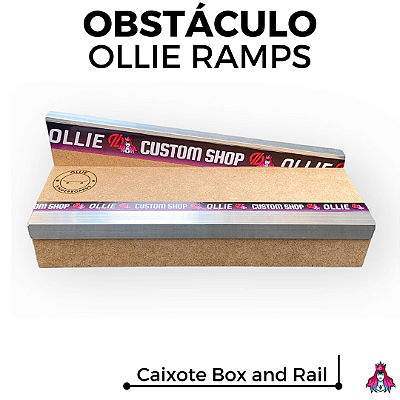 Obstáculo *Box and Rail* marca *Ollie Fingerboards* edição Collab *Custom*
