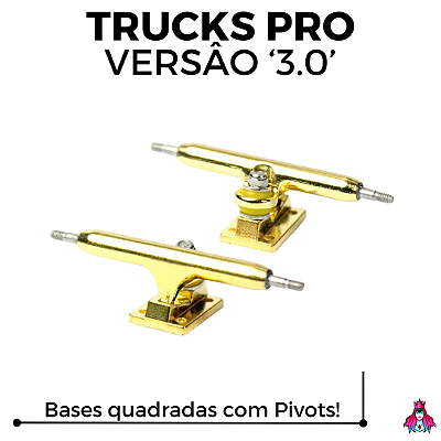 Par de Trucks Completos da Custom modelo *PRO 3.0* medida 34mm cor Gold (Com Bases Quadradas & Pivot Cups)