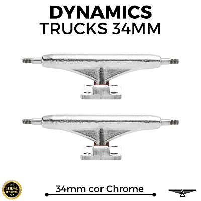 Par de Trucks Completos marca Dynamics Original medida 34mm cor ''Chrome''