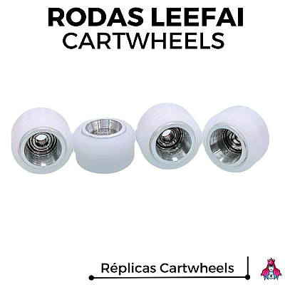 Rodas marca Leefai modelo réplica ''Cartwheels''' Urethane Formula 77D medida 8.5x5mm cor *White & Silver*