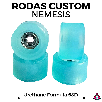 Rodas marca Custom modelo ''Nemesis''' Urethane Formula Dureza 68D medida 7.8x5mm cor *Translucid Blue*