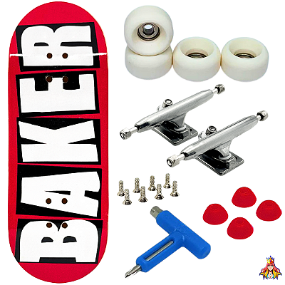 Fingerboard Premium Custom 34mm Baker - Trucks Leefai G4 - Rodas Urethane PRO 65D
