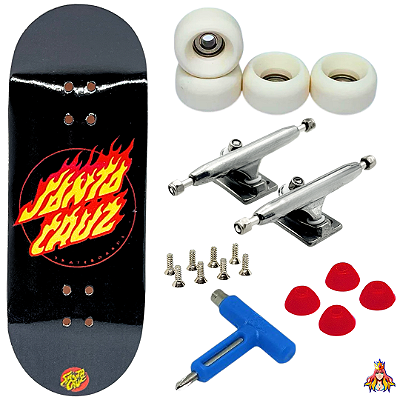 Fingerboard Premium Custom 34mm Santa Cruz Fire - Trucks Leefai G4 - Rodas Urethane PRO 65D