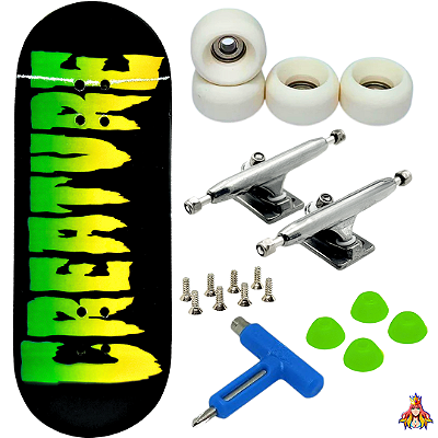 Fingerboard Premium Custom 34mm - Creature - Trucks Leefai G4 - Rodas Urethane PRO 65D